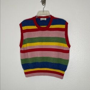 Molly Goddard Blair Striped 100% Lambswool Knit Vest Size Large